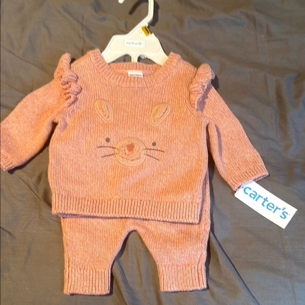 Carter's Peach Bunny Sweater Set for Kids